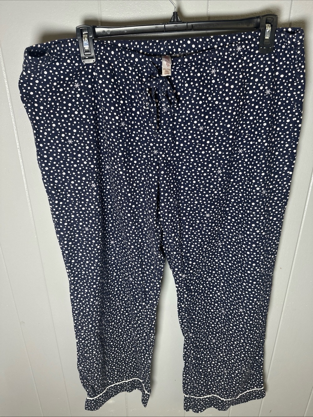 Gilligan & O'Malley women’s xxl navy Blue Polka Dot & snowflakes pajamas Pants